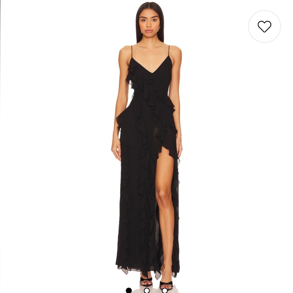 NBD Black Ruffle Maxi Dress